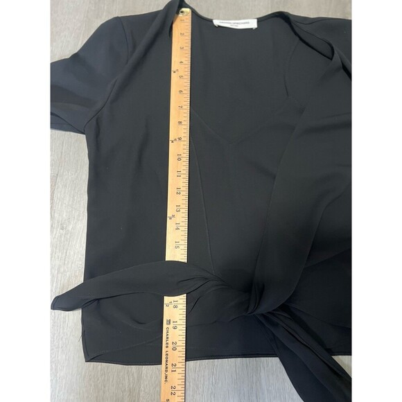 Amanda Uprichard Black Two-Layer Tie-Front Blouse – Size Small - Picture 8 of 10